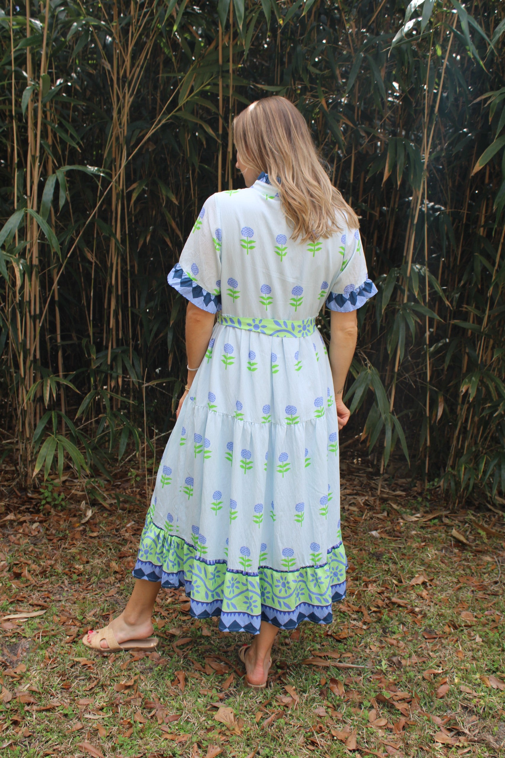 floral belted midi dress Belted Floral Midi Dress